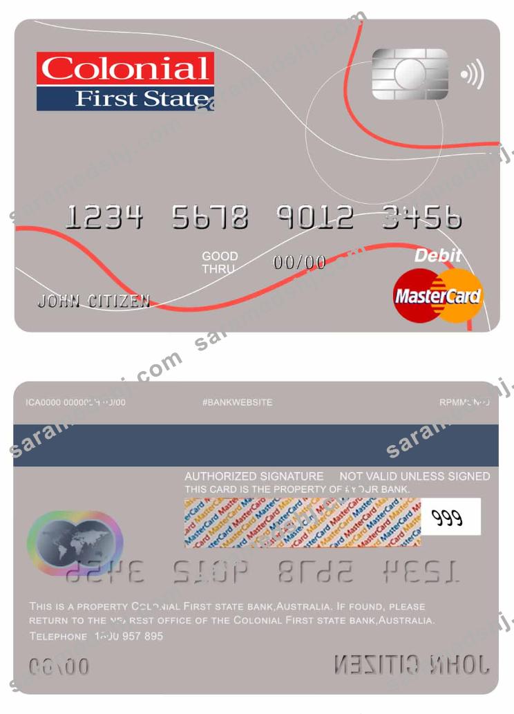Australia Colonial First State Bank mastercard